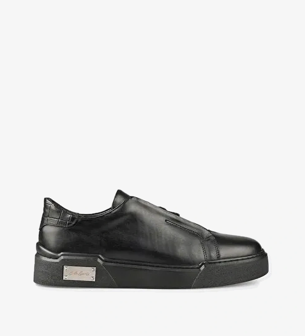 Siyah Deri Erkek Spor Ayakkabı - Görsel 1