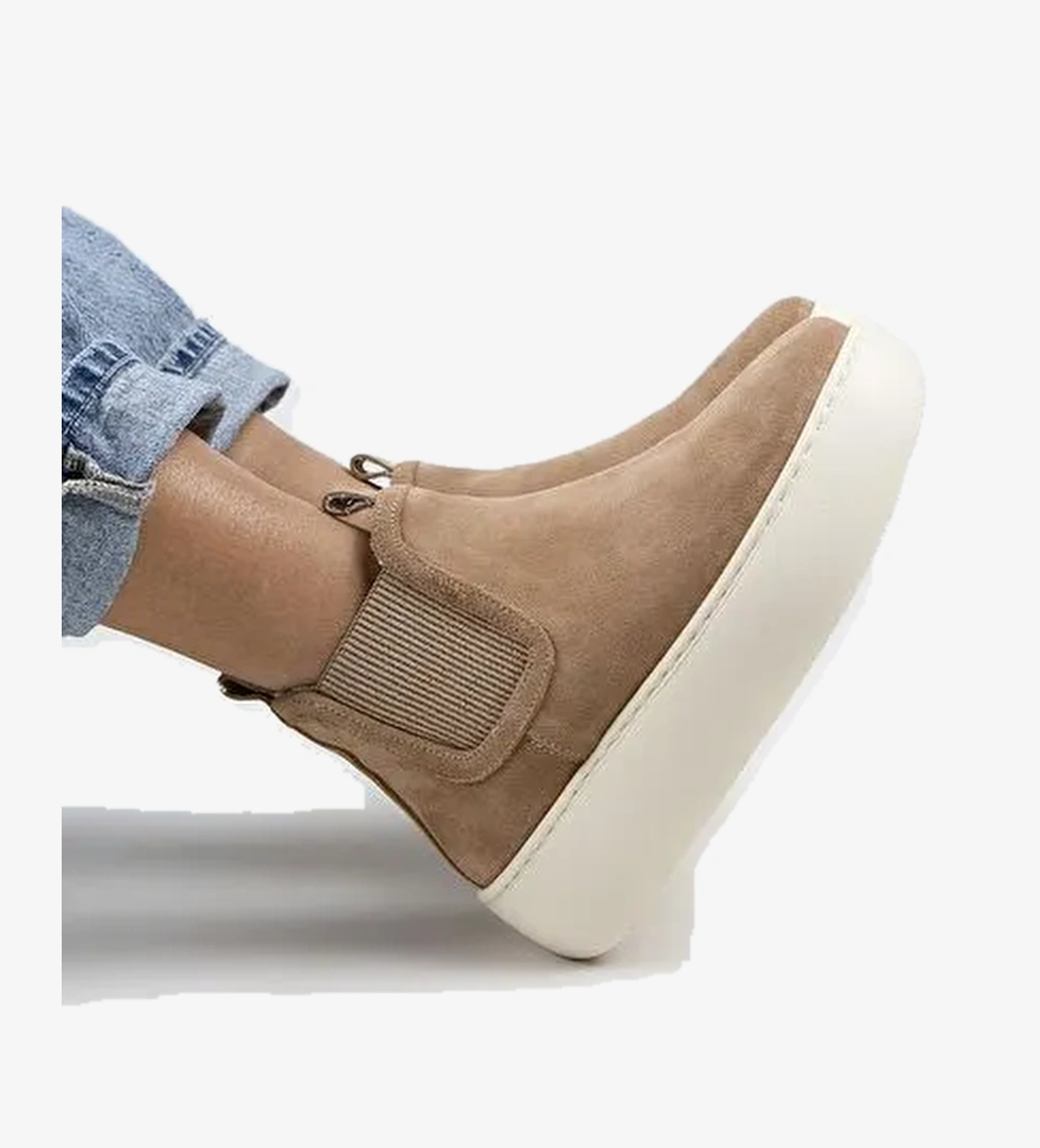 Manijero Ove Kadın Hakiki Deri Lastikli İçi Kürklü Kum Bot - Görsel 1