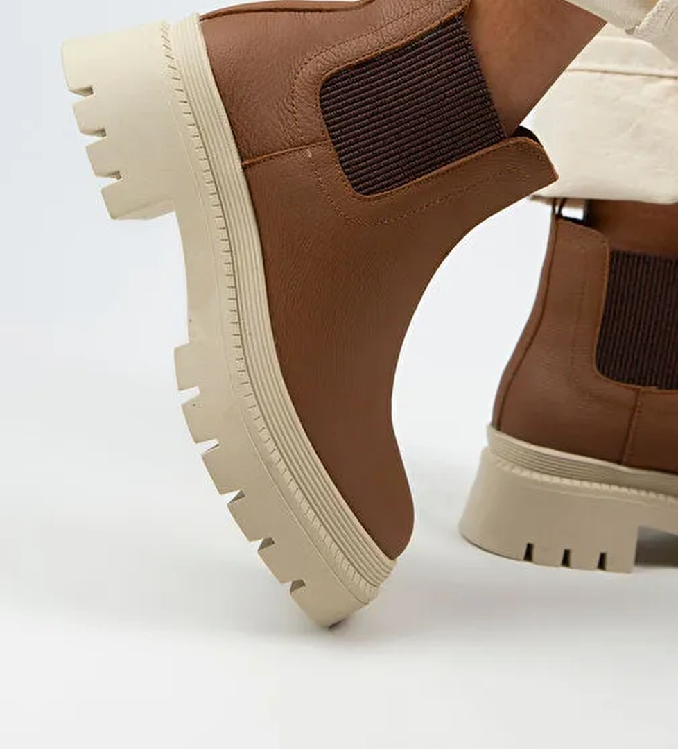 Manijero Misty Kadın Hakiki Deri Çift Tarafı Lastikli Taba Bot - Görsel 1