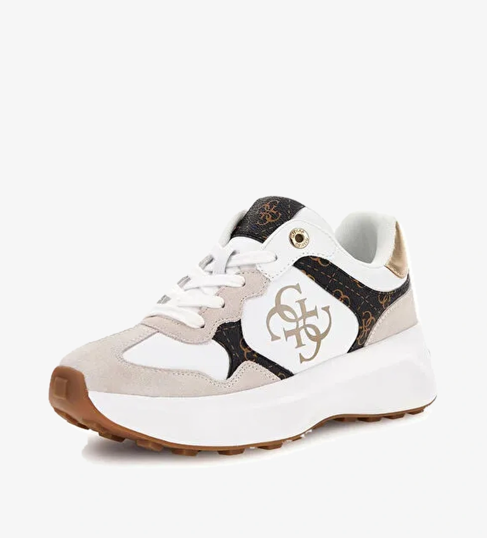 Guess Beyaz - Siyah Kadın Sneaker FLPLUCPEL12-WHIBR - Görsel 1