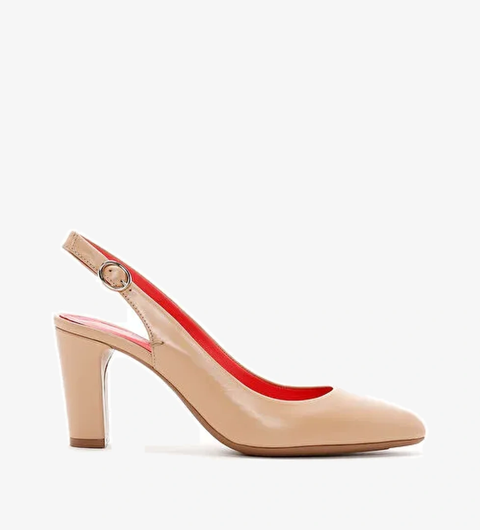 Derimod Gritti Kadın Bej Arkası Açık Topuklu Deri Ayakkabı 25SFD110218 - Görsel 1