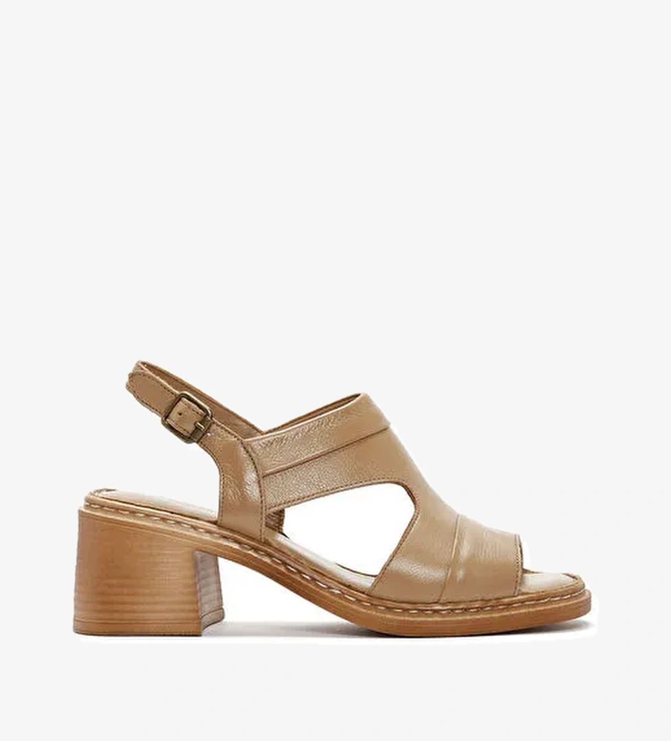 Derimod Derimod Belirsiz Kadın Camel Bilekten Bantlı Kalın Topuklu Deri Sandalet 25SFD341018 Sandalet & Terlik | Boyner Belirsiz - 1. görsel