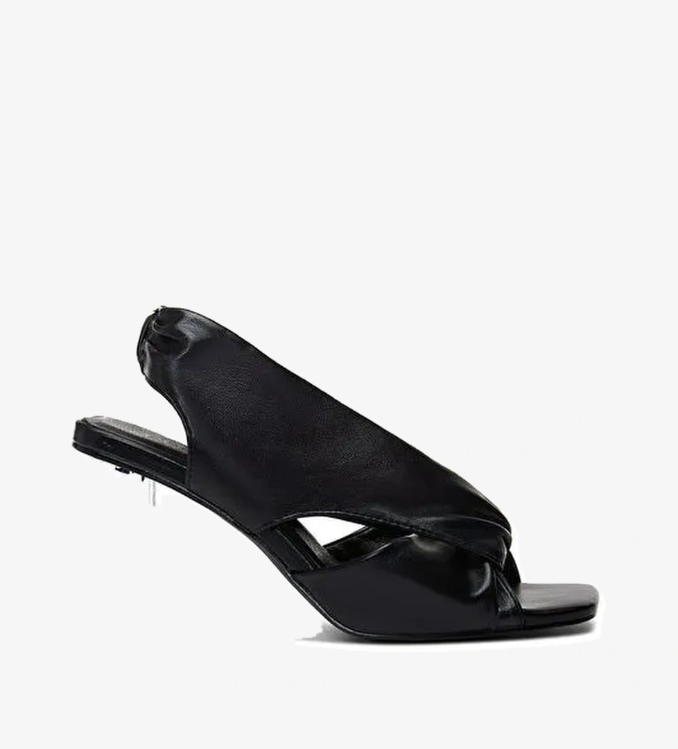 Kadın Siyah Şeffaf Kalın Topuklu Sandalet 25SFD440818 - Görsel 1