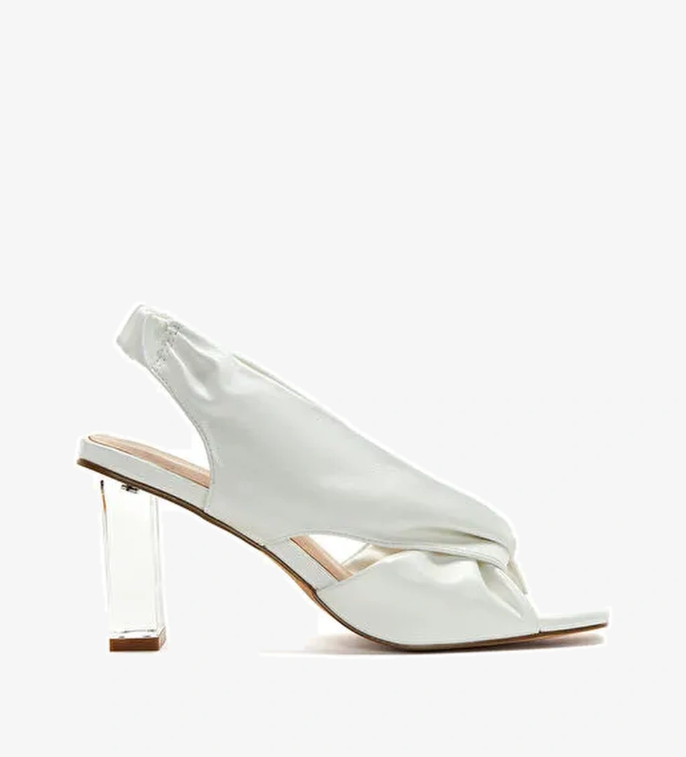 Kadın Beyaz Şeffaf Kalın Topuklu Sandalet 25SFD440818 - Görsel 1