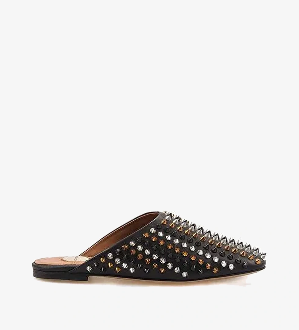 Mocassini Hakiki Deri Kadın Taşlı Terlik 922-42 - Görsel 1