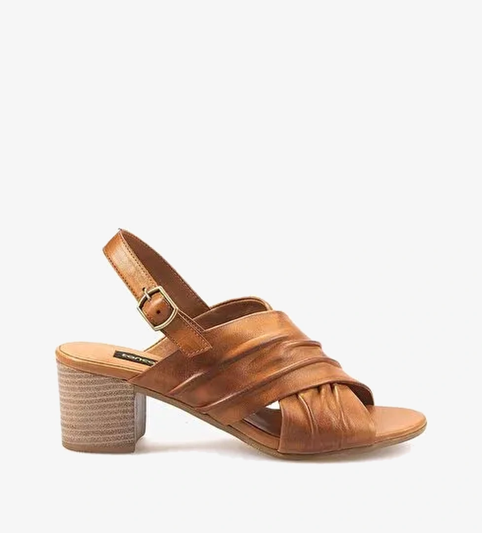 Kemal Tanca Hakiki Deri Eva Taban Topuklu Kadın Sandalet 9012 - Görsel 1