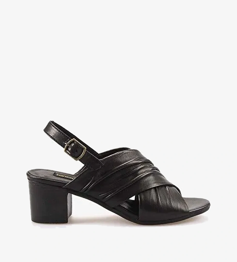 Kemal Tanca Hakiki Deri Eva Taban Topuklu Kadın Sandalet 9012 - Görsel 1