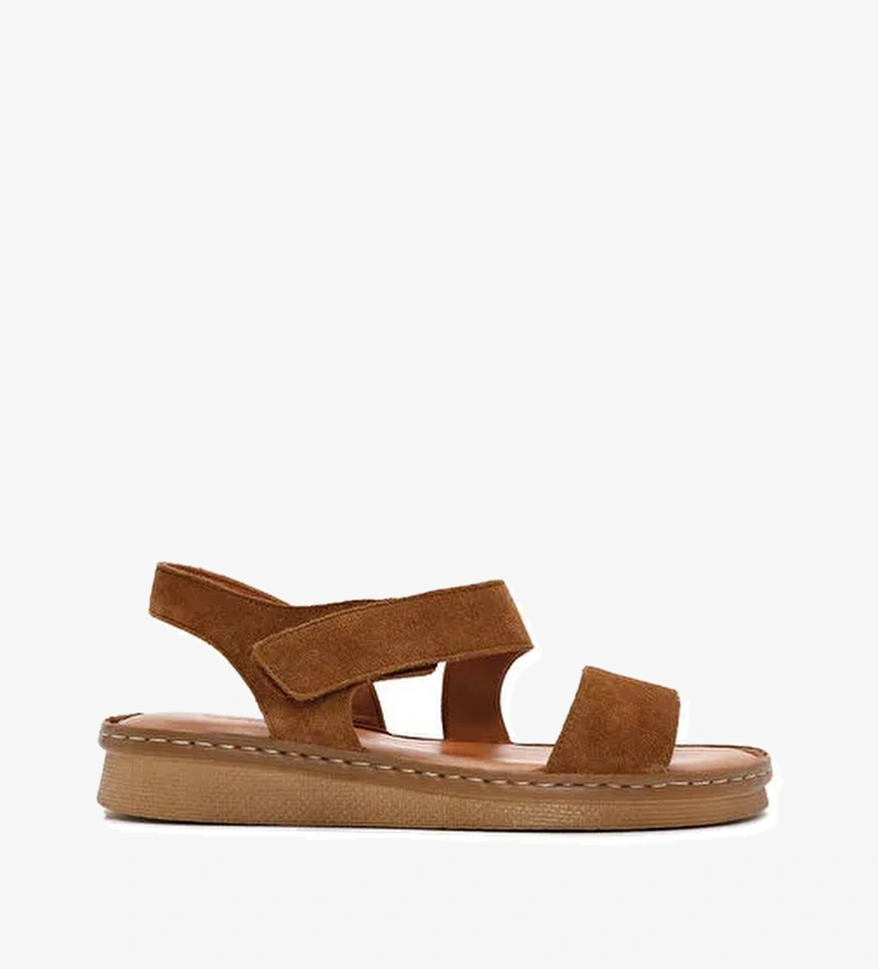 Kadın Taba Süet Deri Comfort Sandalet 25SFD340210 - Görsel 1