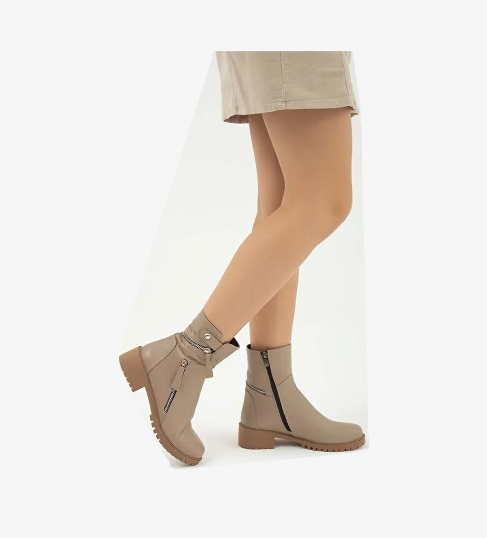 Tamer Tanca Kadın Hakiki Deri Vizon Casual Bot - Görsel 1