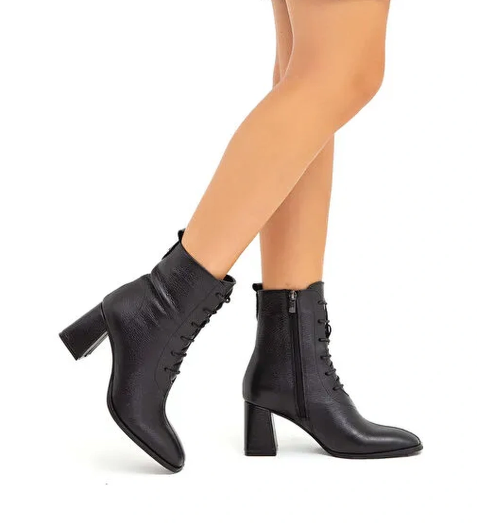 Tamer Tanca Kadın Hakiki Deri Siyah Bot - Görsel 1