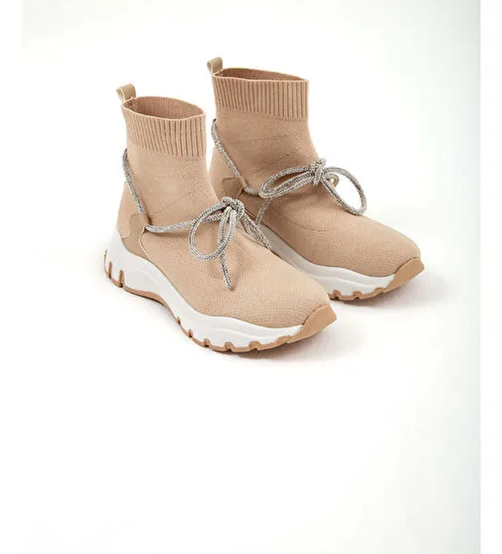 Tamer Tanca Kadın Triko Bej Günlük Bot - Görsel 1