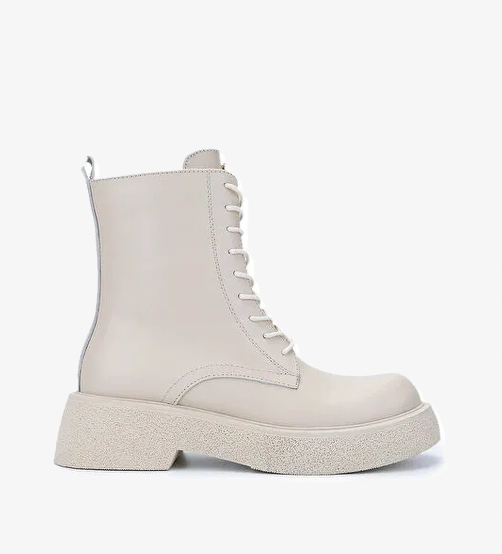 Tamer Tanca Kadın Hakiki Deri Bej Casual Bot - Görsel 1