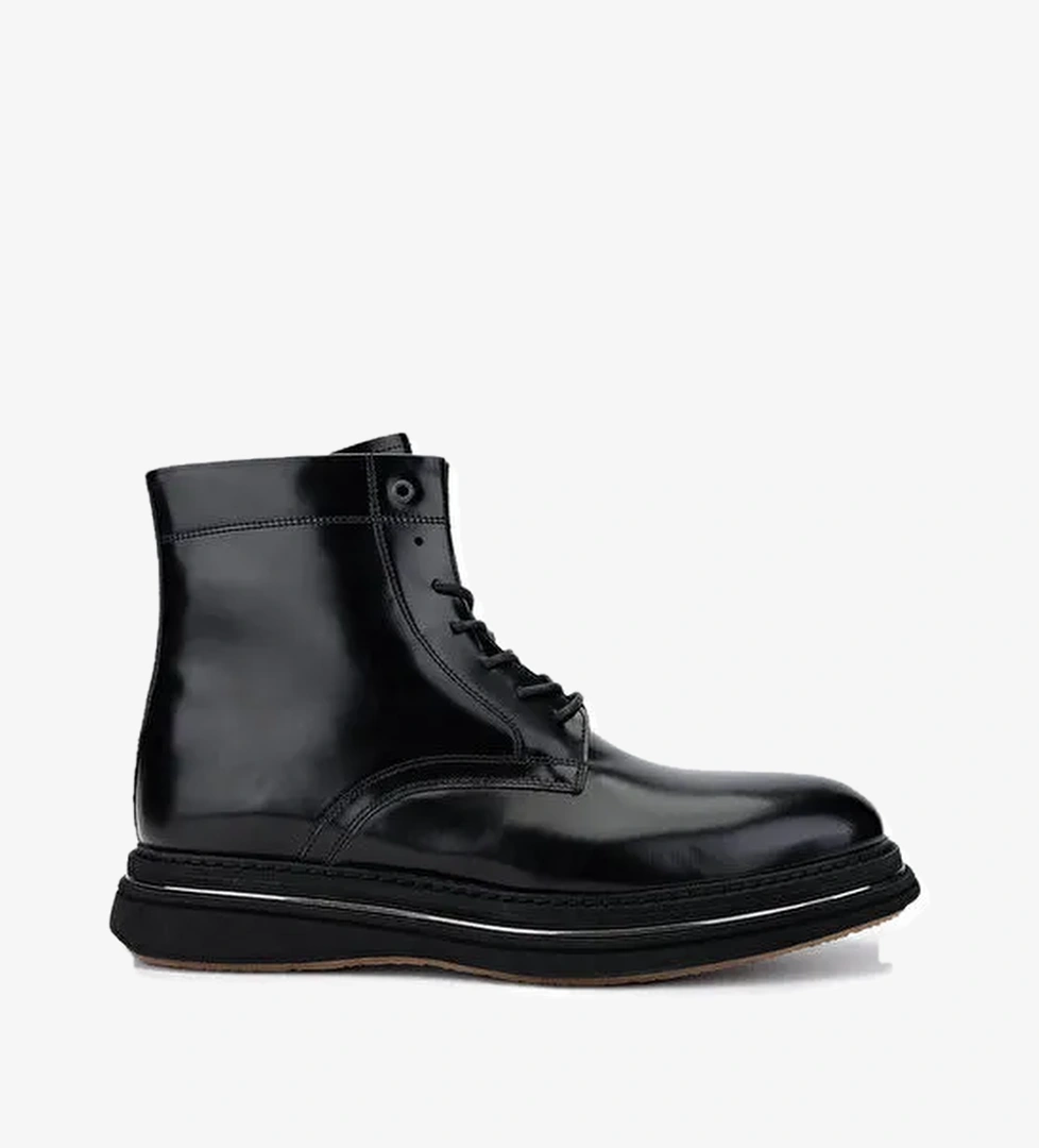 Tamer Tanca Erkek Hakiki Deri Siyah Açma Postal Bot - Görsel 1