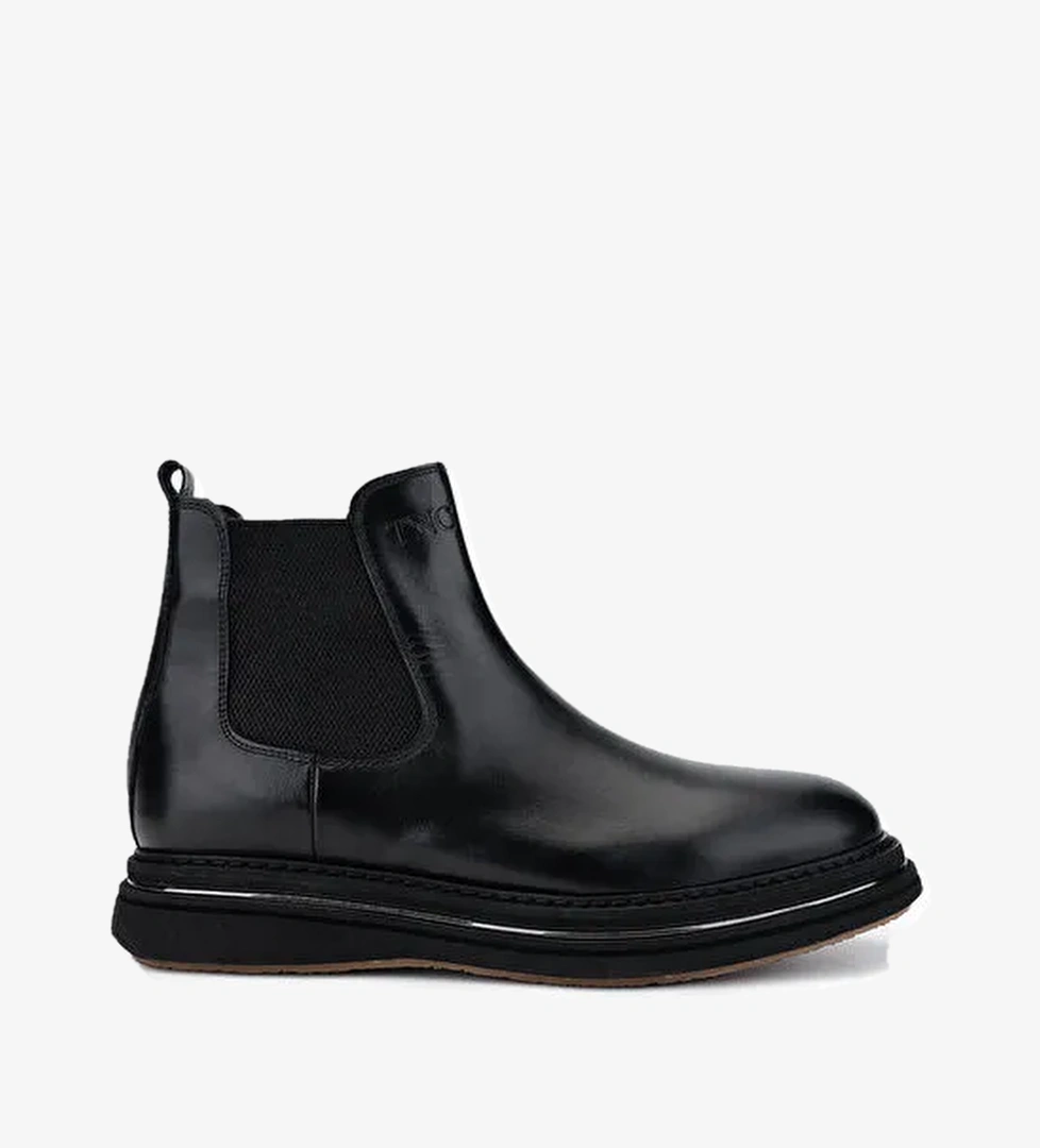 Tamer Tanca Erkek Hakiki Deri Siyah Analin Casual Bot - Görsel 1