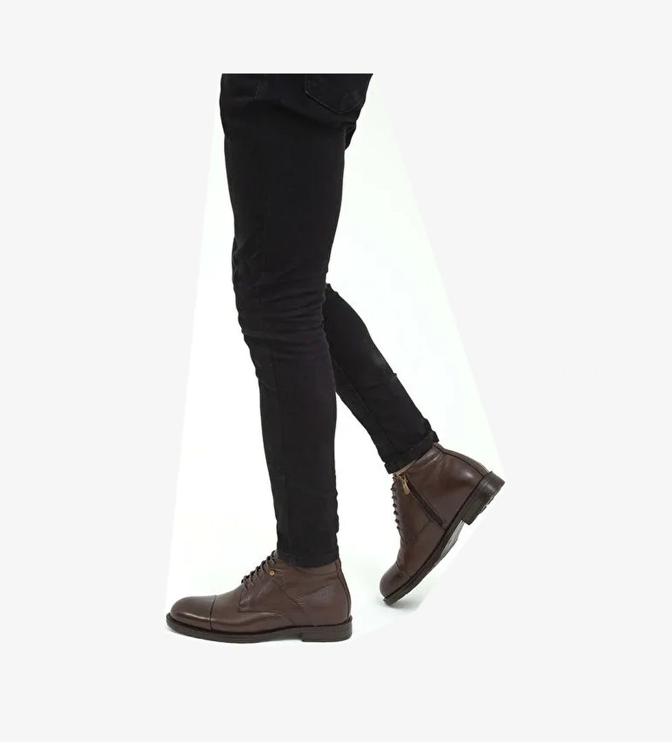 Tamer Tanca Erkek Hakiki Deri Kahverengi Floter Klasik Bot - Görsel 1