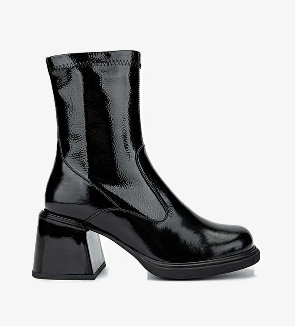 Tamer Tanca Kadın Hakiki Deri Siyah Rugan Casual Bot - Görsel 1