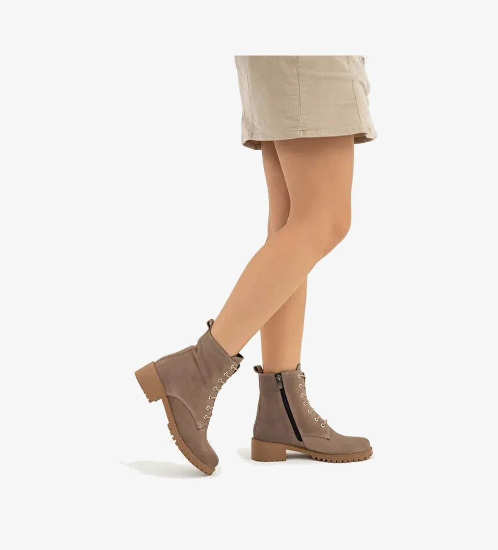 Tamer Tanca Kadın Hakiki Deri VIZON SUET YRM Casual Bot - Görsel 1