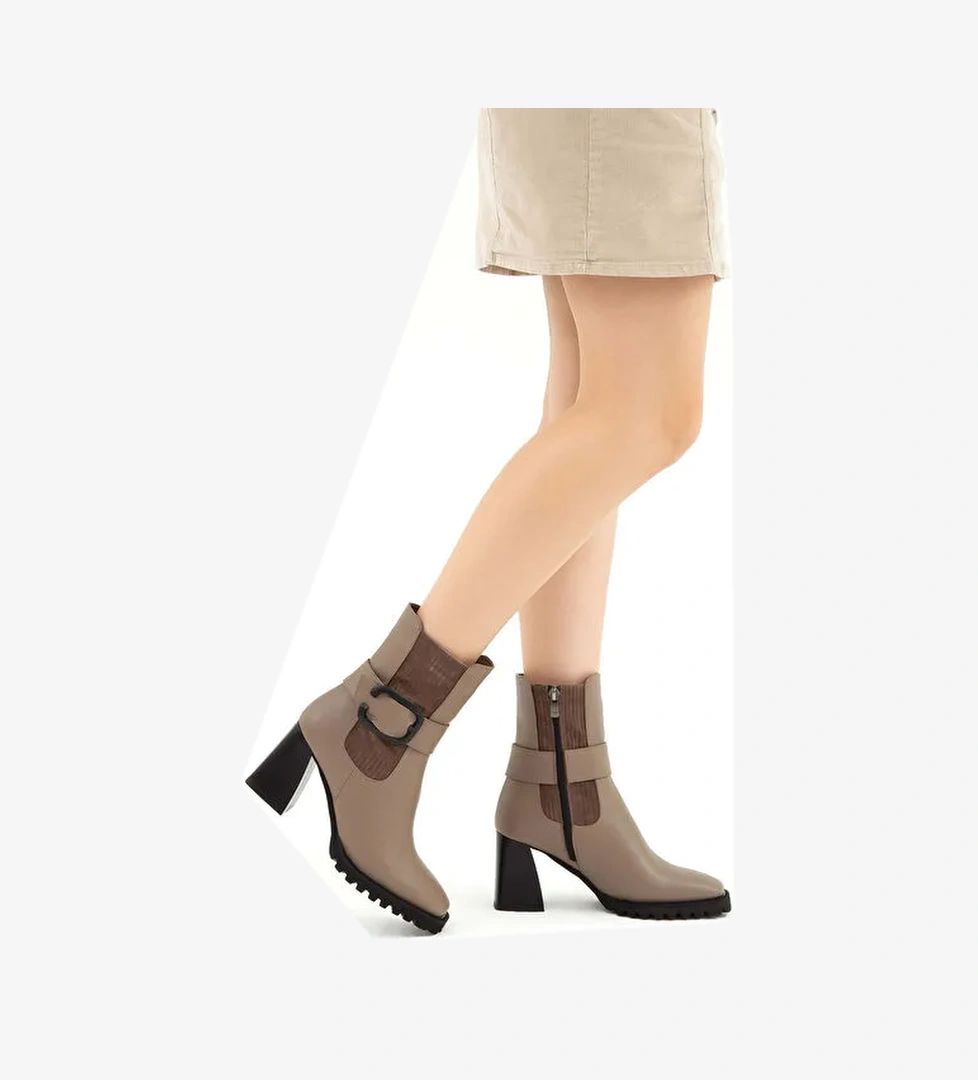 Tamer Tanca Kadın Hakiki Deri Vizon Topuklu Bot - Görsel 1