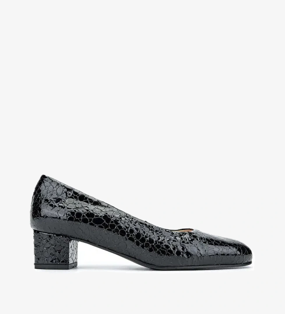 Relax Anatomic Kadın Hakiki Deri Siyah Rugan Comfort Ayakkabı - Görsel 1