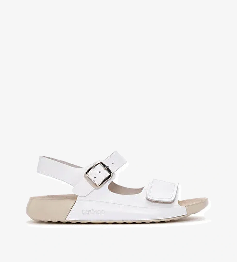 Kadın Beyaz Bilekten Bağlamalı Deri Comfort Sandalet 25SFD500318 - Görsel 1