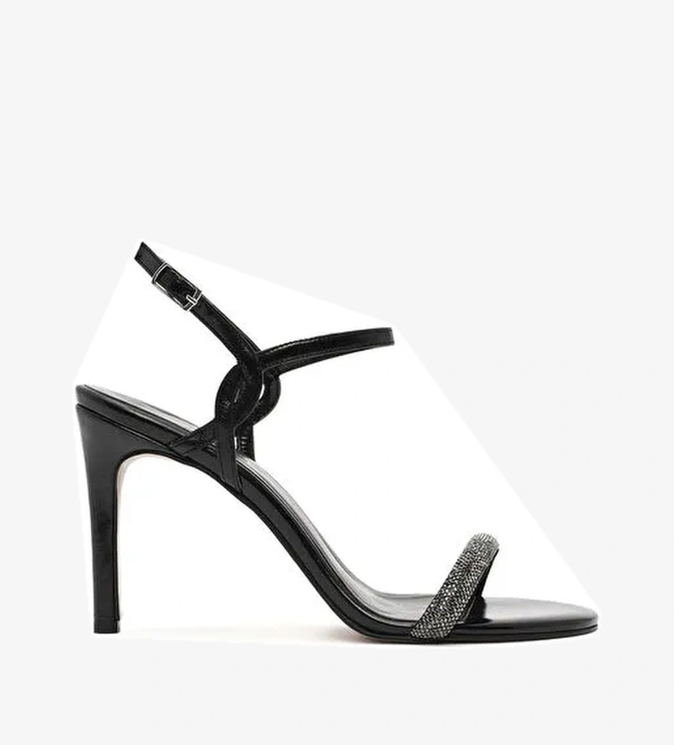 Derimod Derimod Kadın Siyah Bilekten Tokalı Taşlı Yüksek İnce Topuklu Sandalet 25SFE390714 Sandalet & Terlik | Boyner Siyah - 1. görsel