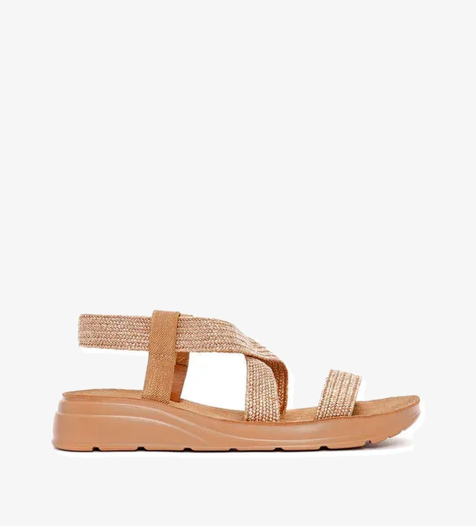 Kadın Bej Hasır Comfort Sandalet 25SFE4615M7 - Görsel 1