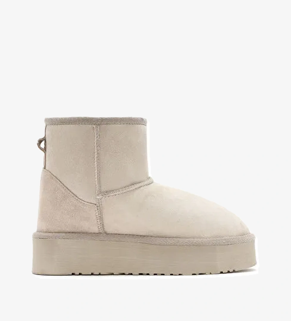 Kadın Bej Kalın Tabanlı Süet Deri Bot 24WFD153510 - Görsel 1