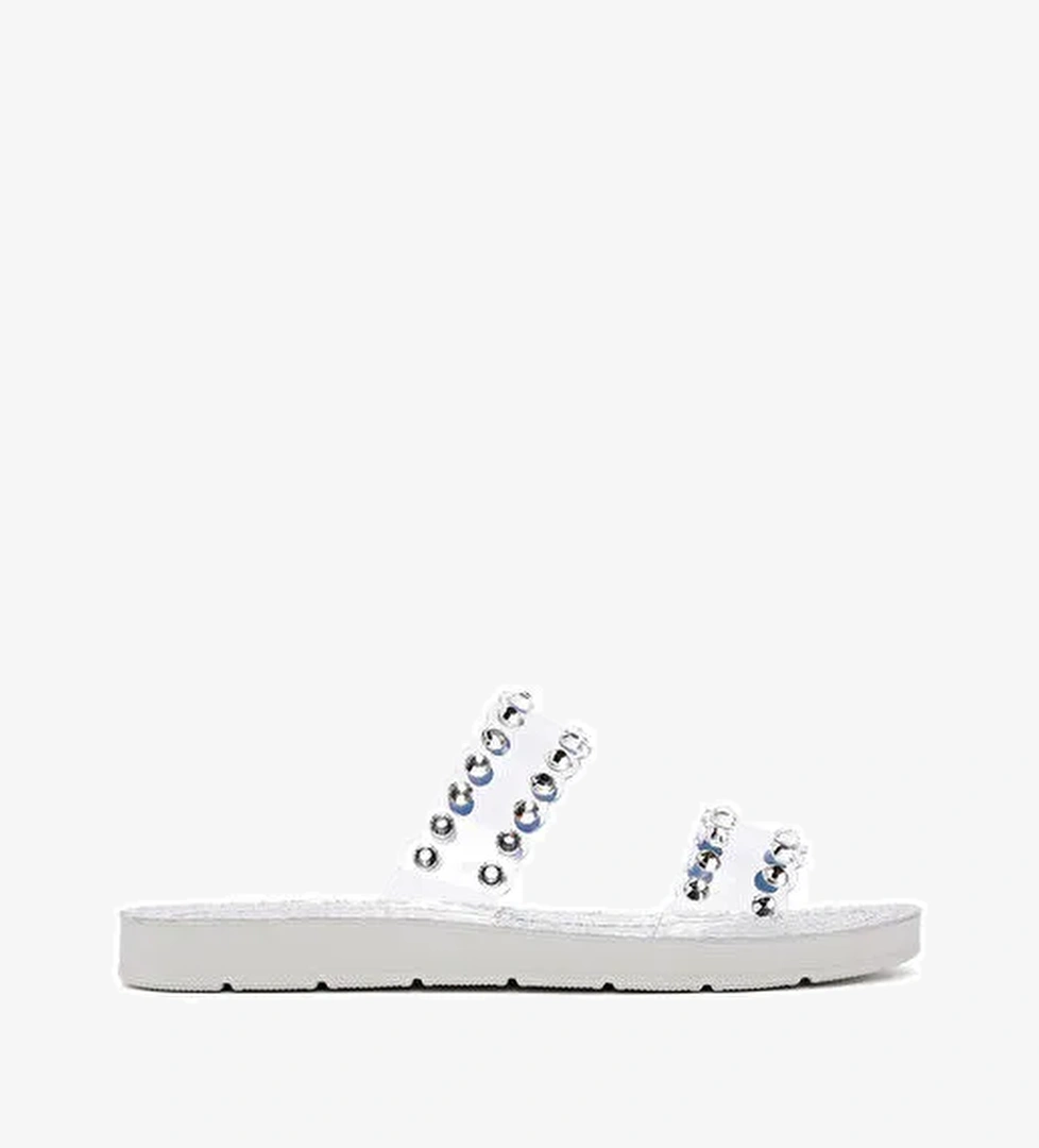 Kadın Gümüş Şeffaf Taşlı Terlik 25SFE4600PV - Görsel 1