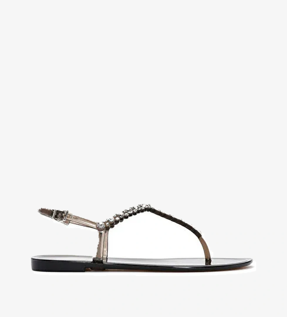 Kadın Siyah Parmak Arası Taşlı Jelly Sandalet 25SFE4906PV - Görsel 1