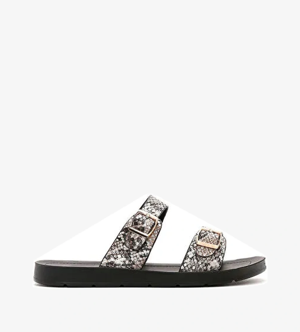 Kadın Siyah Çift Tokalı Desenli Terlik 25SFE460240 - Görsel 1