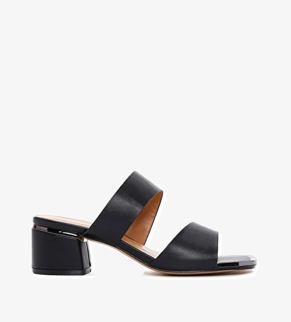 Kadın Siyah Kısa Kalın Topuklu Terlik 25SFE460818 - Görsel 1