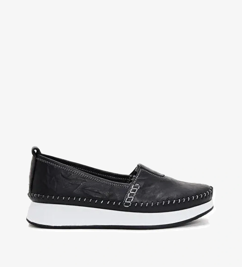Derimod Derimod Kadın Siyah Kalın Tabanlı Deri Comfort Loafer 25SFD332318 | Boyner Siyah - 1. görsel