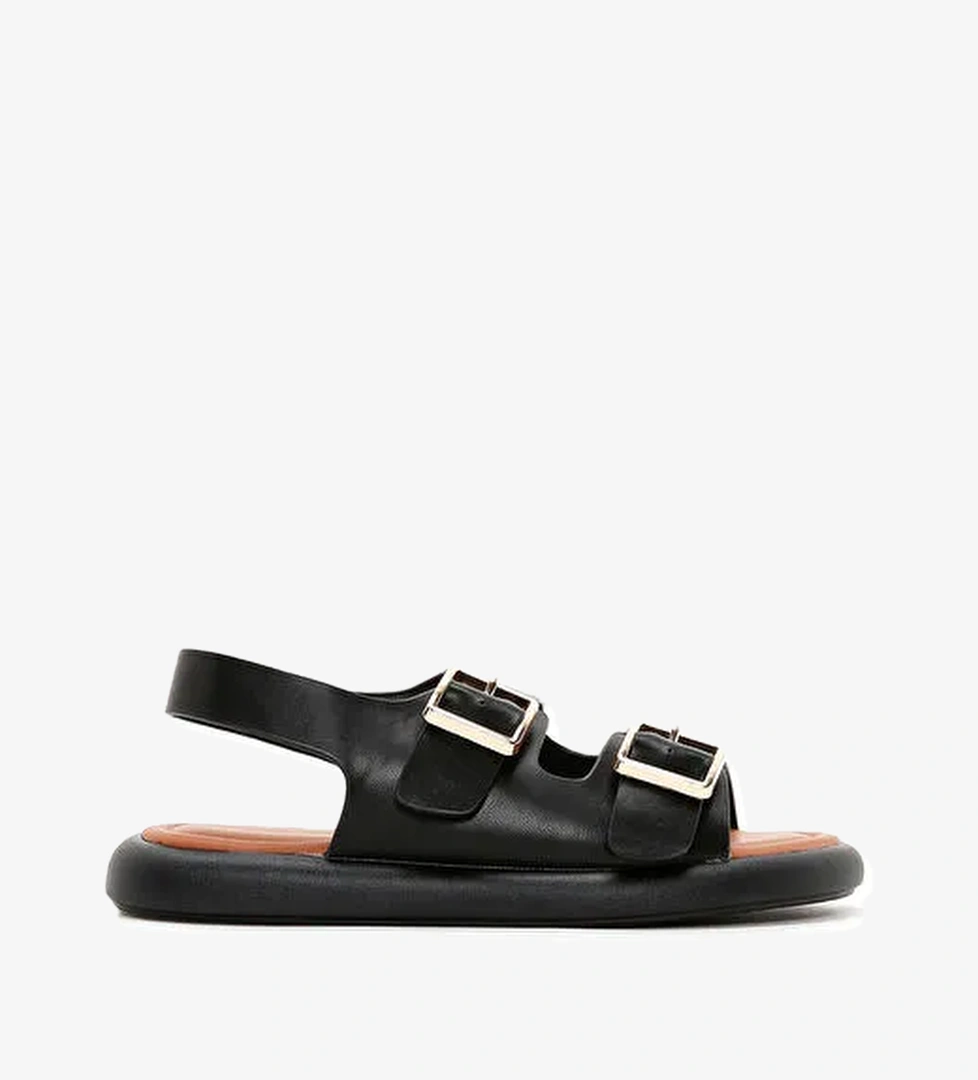 Kadın Siyah Çift Tokalı Sandalet 25SFE480518 - Görsel 1