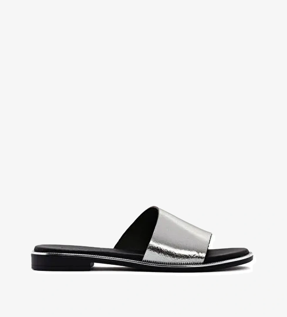 Derimod Derimod Kadın Gümüş Deri Terlik 25SFD360032 Sandalet & Terlik | Boyner Gümüş - 1. görsel