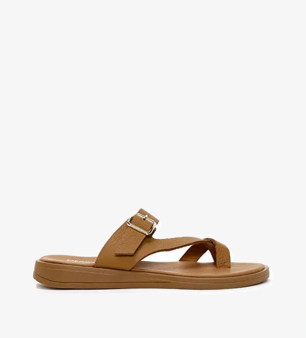 Kadın Taba Parmak Arası Deri Terlik 25SFD1500FT - Görsel 1