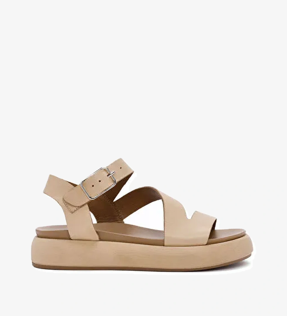 Derimod Derimod Kadın Kahverengi Bilekten Bantlı Kalın Tabanlı Deri Sandalet 25SFD550018 Sandalet & Terlik | Boyner Kahverengi - 1. görsel