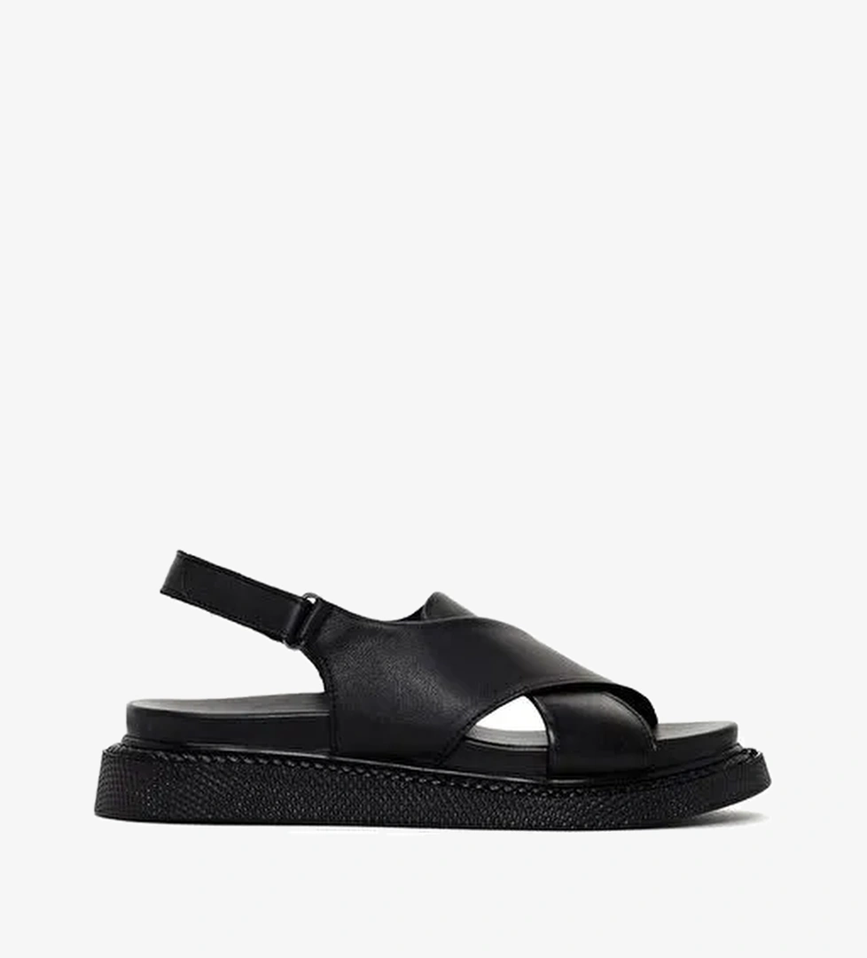 Derimod Derimod Kadın Siyah Bantlı Deri Comfort Sandalet 25SFD300118 Sandalet & Terlik | Boyner Siyah - 1. görsel