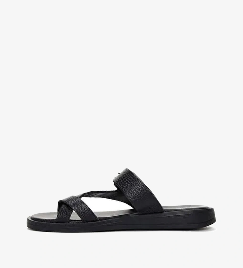 Kadın Siyah Parmak Arası Deri Terlik 25SFD1500FT - Görsel 1