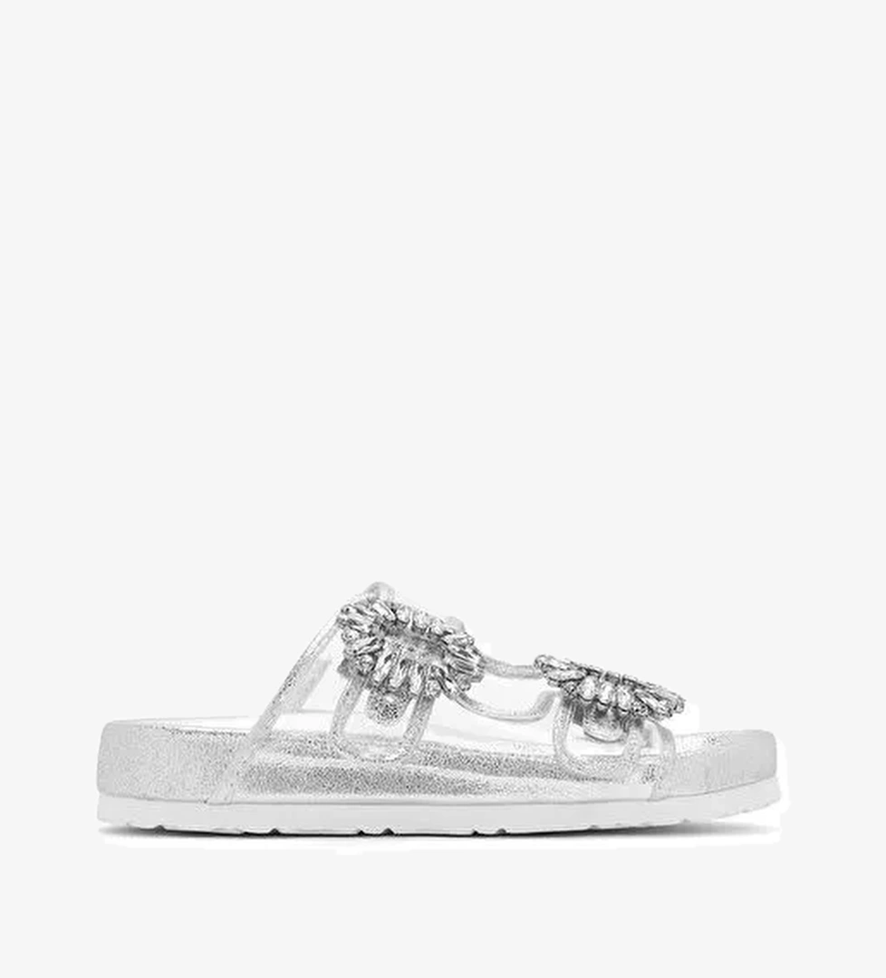 Kadın Şeffaf Çift Tokalı Taşlı Terlik 25SFE4501PV - Görsel 1