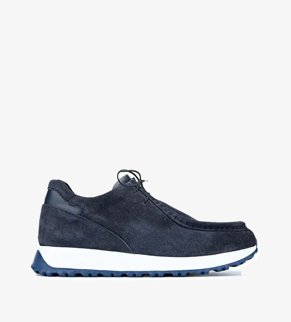 Tamer Tanca Erkek Hakiki Deri Lacivert Süet Casual Ayakkabı - Görsel 1