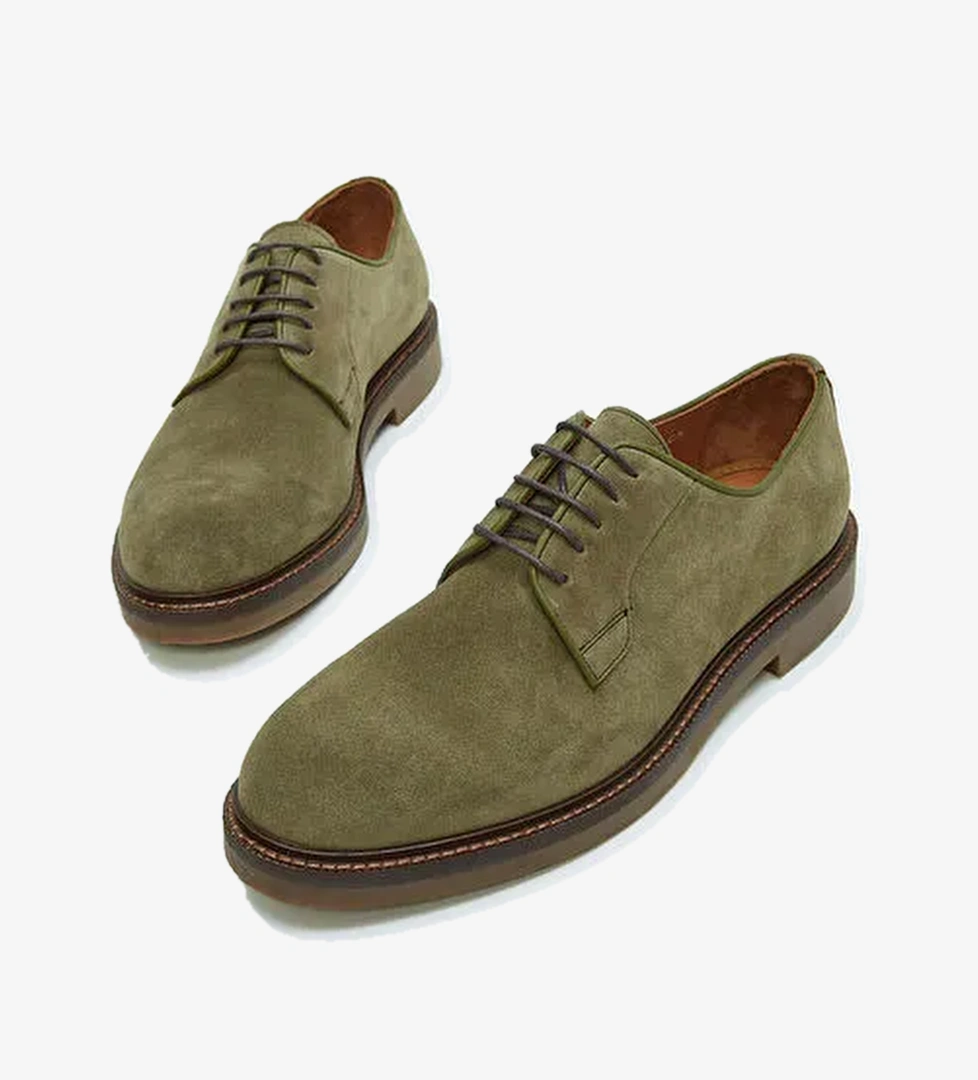 Tamer Tanca Erkek Hakiki Deri Yeşil Casual Ayakkabı - Görsel 1