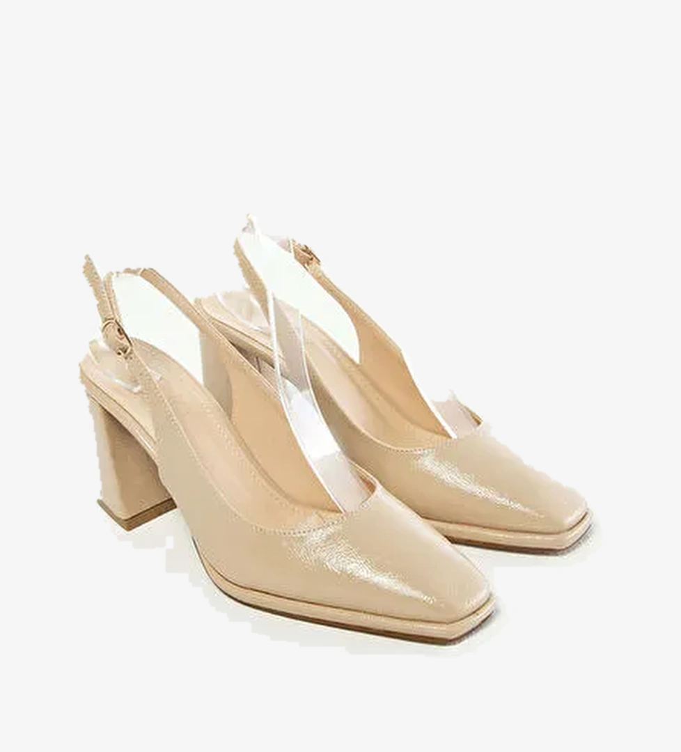 Tamer Tanca Kadın Suni Deri Bej Topuklu Ayakkabı - Görsel 1