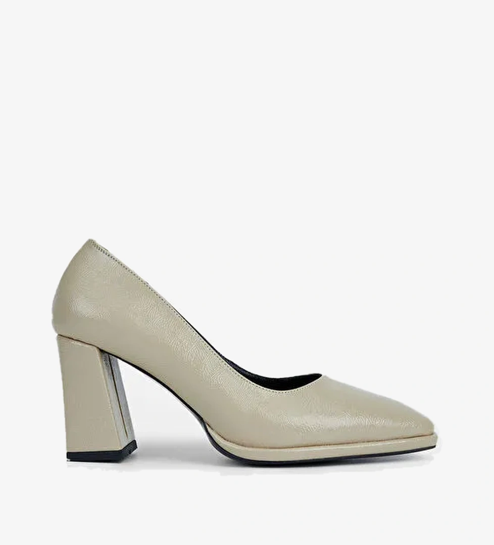 Tamer Tanca Kadın Suni Deri Bej Topuklu Ayakkabı - Görsel 1