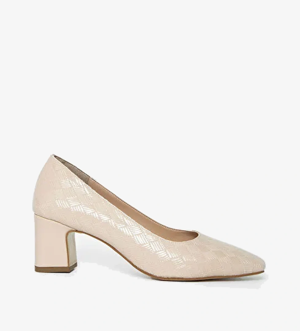 Tamer Tanca Kadın Suni Deri Bej Topuklu Ayakkabı - Görsel 1