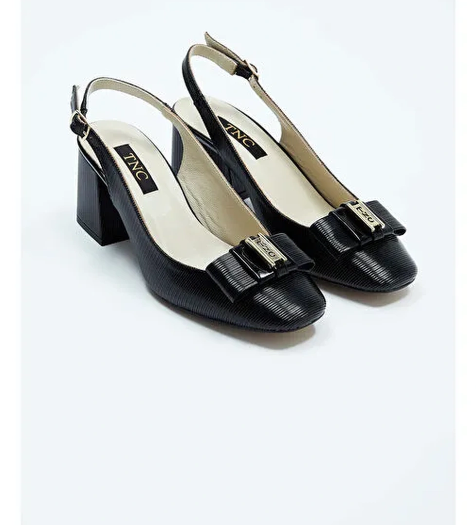 Tamer Tanca Kadın Suni Deri Siyah Topuklu Ayakkabı - Görsel 1