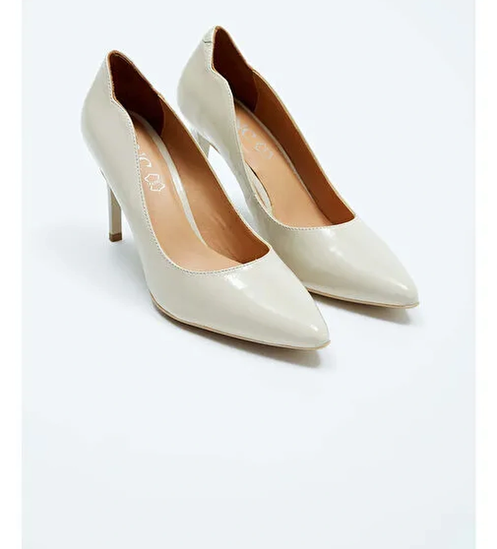 Tamer Tanca Kadın Hakiki Deri Bej Topuklu Ayakkabı - Görsel 1