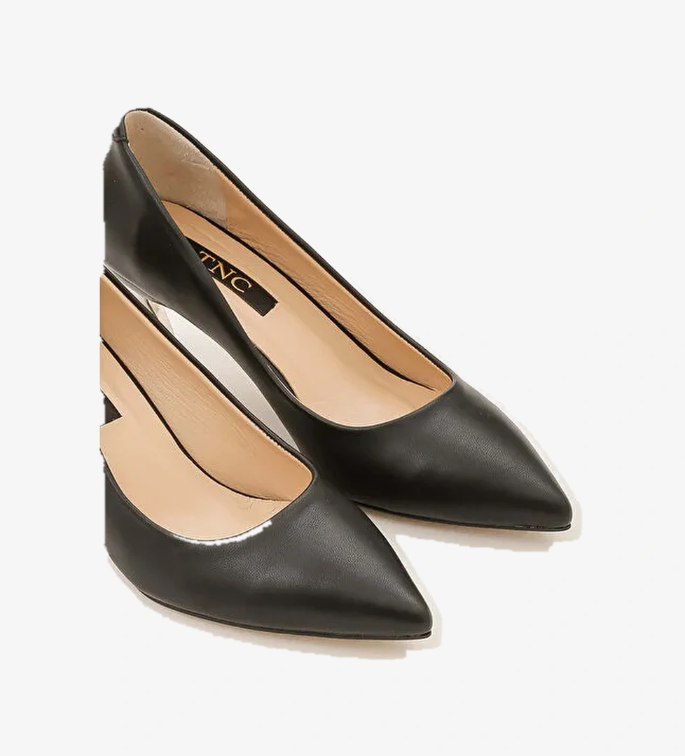 Tamer Tanca Kadın Suni Deri Siyah Topuklu Ayakkabı - Görsel 1