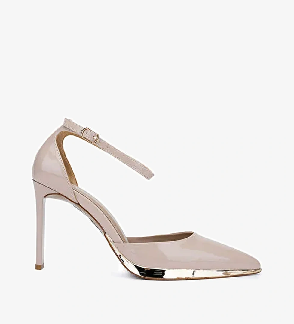 Tamer Tanca Kadın Hakiki Deri Bej Topuklu Ayakkabı - Görsel 1