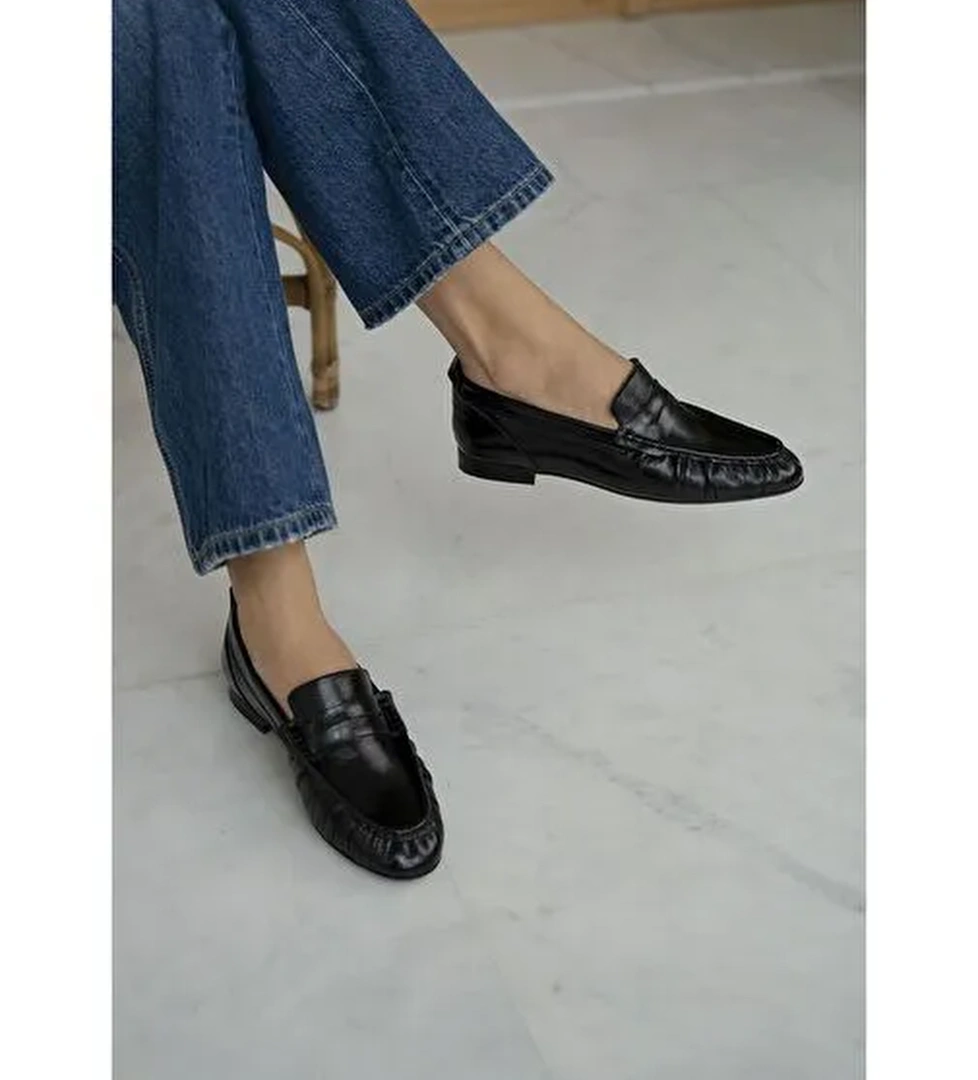 Danilo Siyah Rugan Hakiki Deri Makosen Ayakkabı - Görsel 1