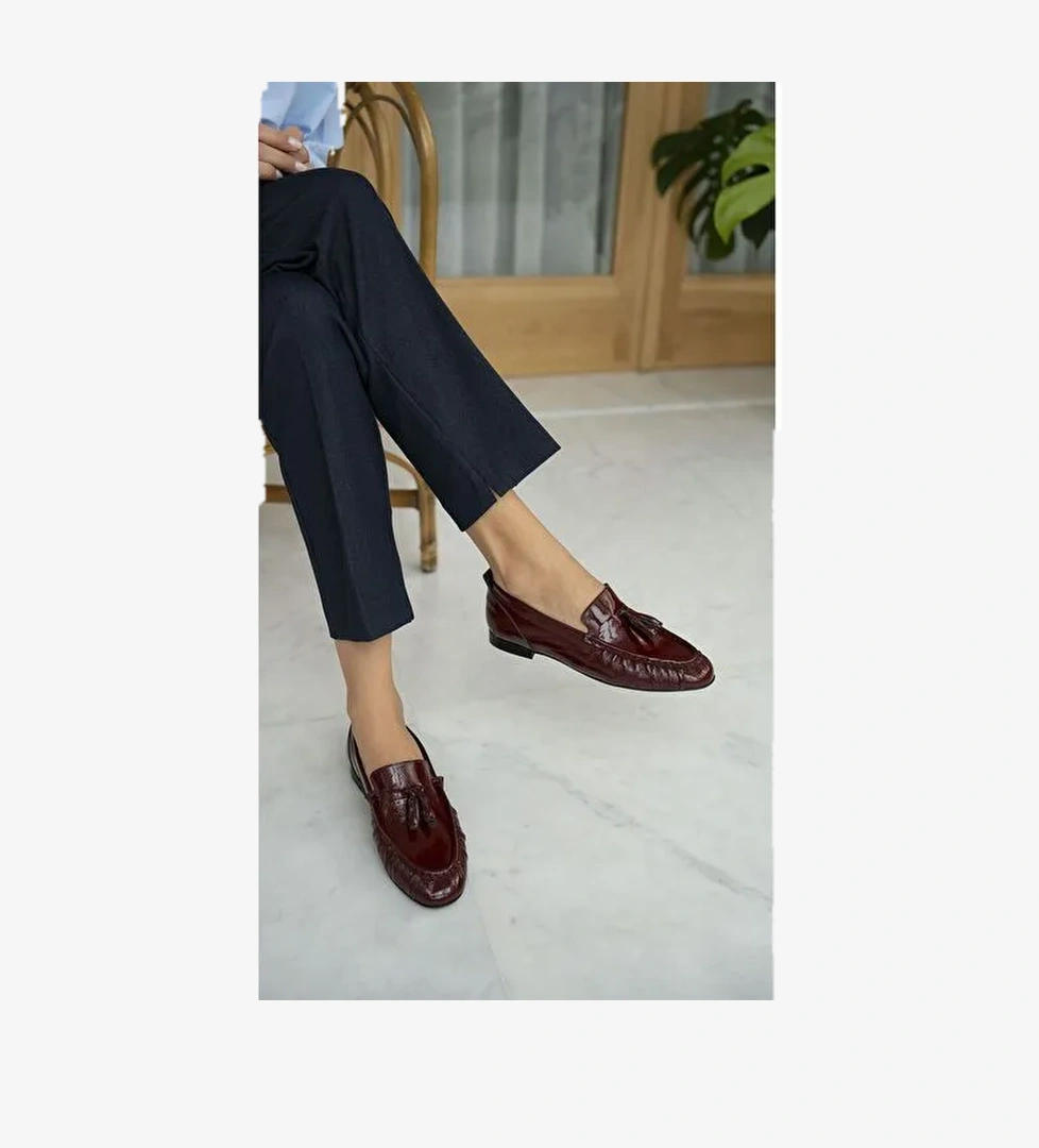 Gobert Bordo Rugan Hakiki Deri Makosen Ayakkabı - Görsel 1